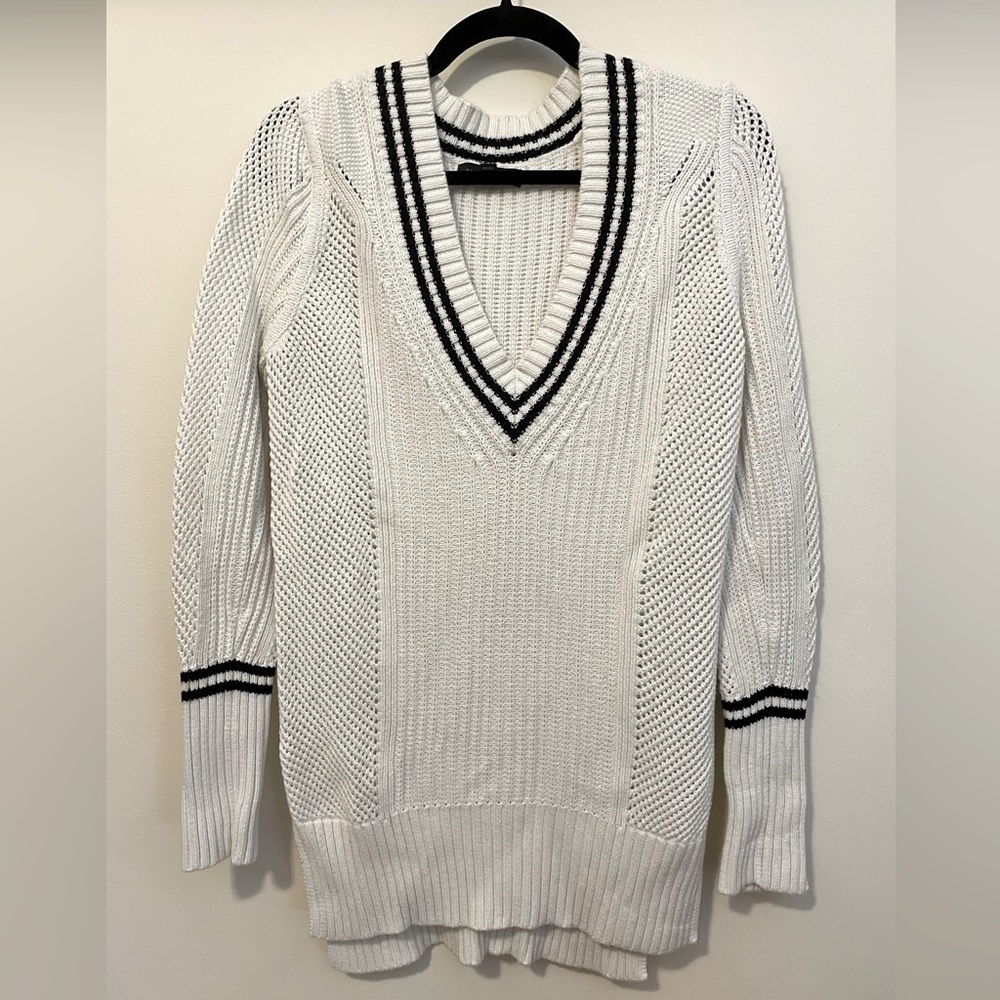 Banana Republic White Varsity Stripe Sweater